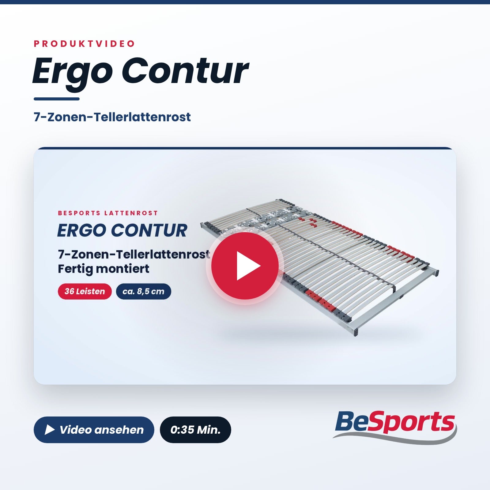 BeSports Ergo Contur 7-Zonen-Tellerlattenrost – Produktvideo