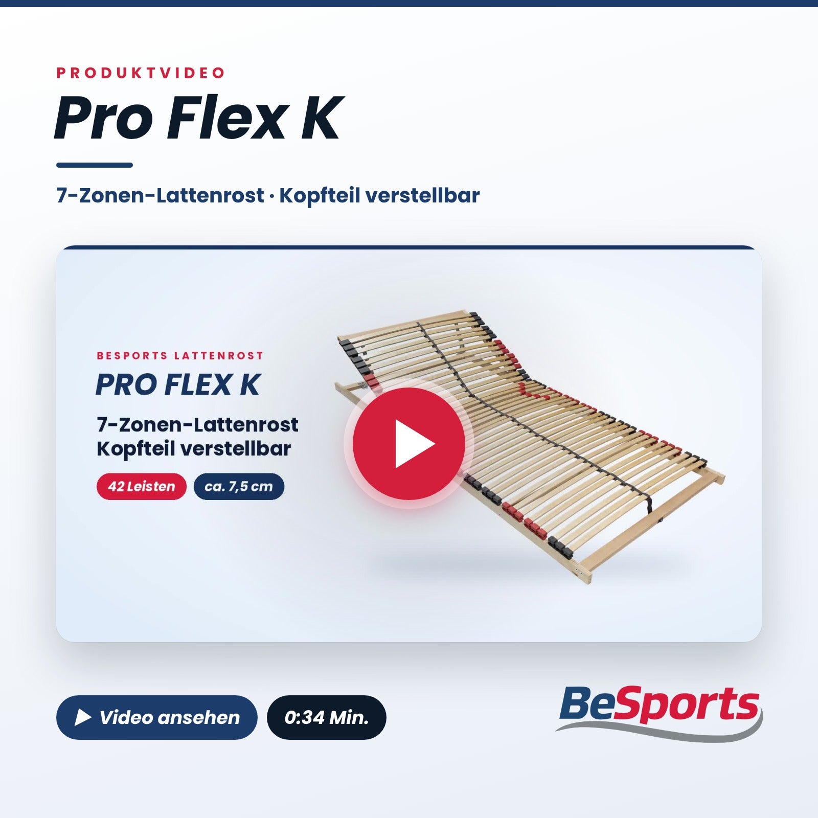 BeSports Pro Flex K Lattenrost mit verstellbarem Kopfteil – Produktvideo